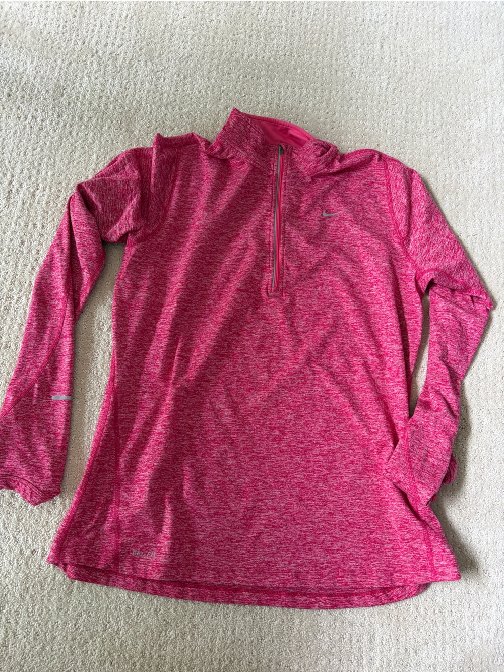 Nike Pink Heather Long-Sleeve Quarter Zip Pullover Dri-Fit